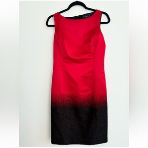 St. John Red & Black Wool and Satin Ombré Sheath Dress Size 2